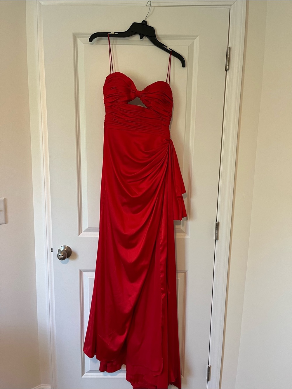 Mac Duggal Red Ruched Draped Ruffle Size 4 Formal Gown